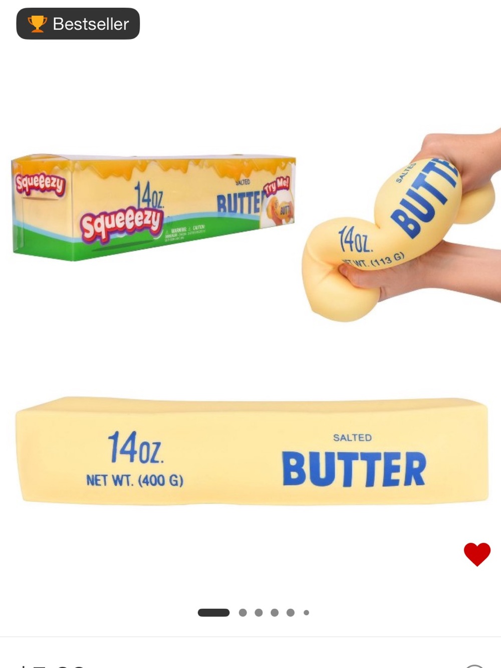 Squeeze Squeezy Yellow Butter Bar Stress Toy